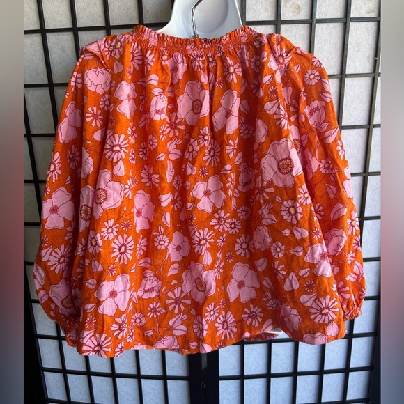Free People Miss Daisy floral printed smock blouse in pink Floral Orange Size/M - Picture 8 of 10